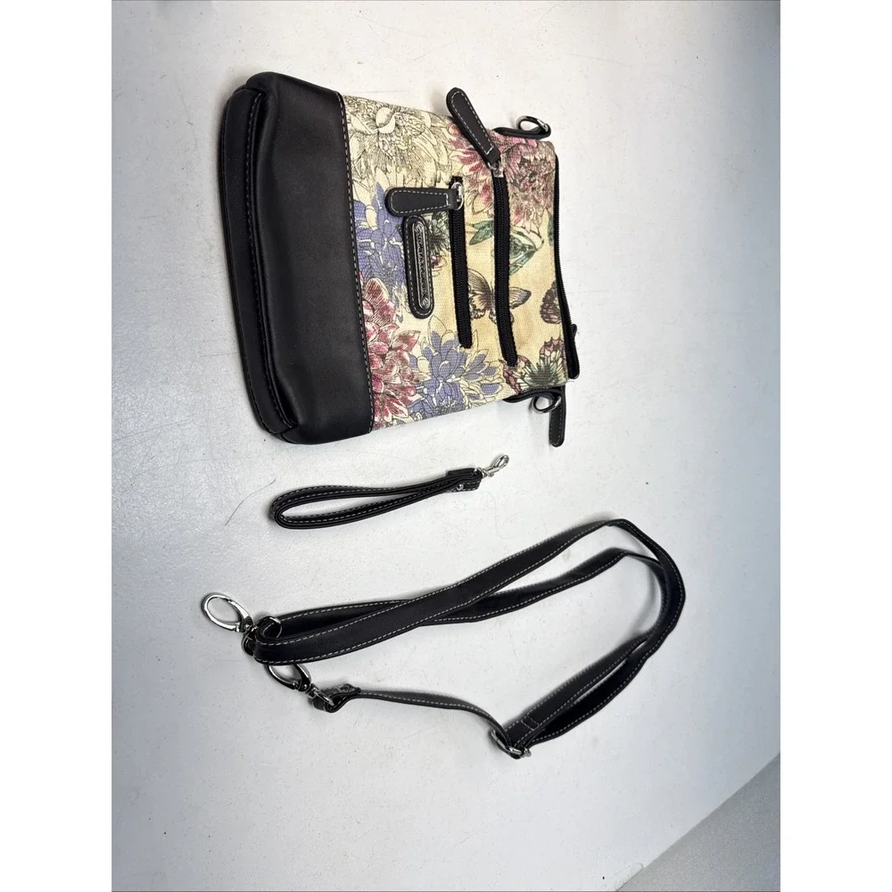 Stone Mountain USA Floral‎ Butterflies Crossbody Shoulder Handbag purse Zipper